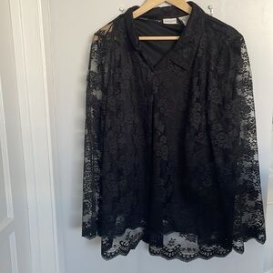 Black Lace Button-Up women’s Top size 22W